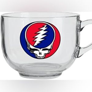 Grateful Dead Steal Your Face - Glass Soup Mug | Novelty 22 oz set off 4 mugs